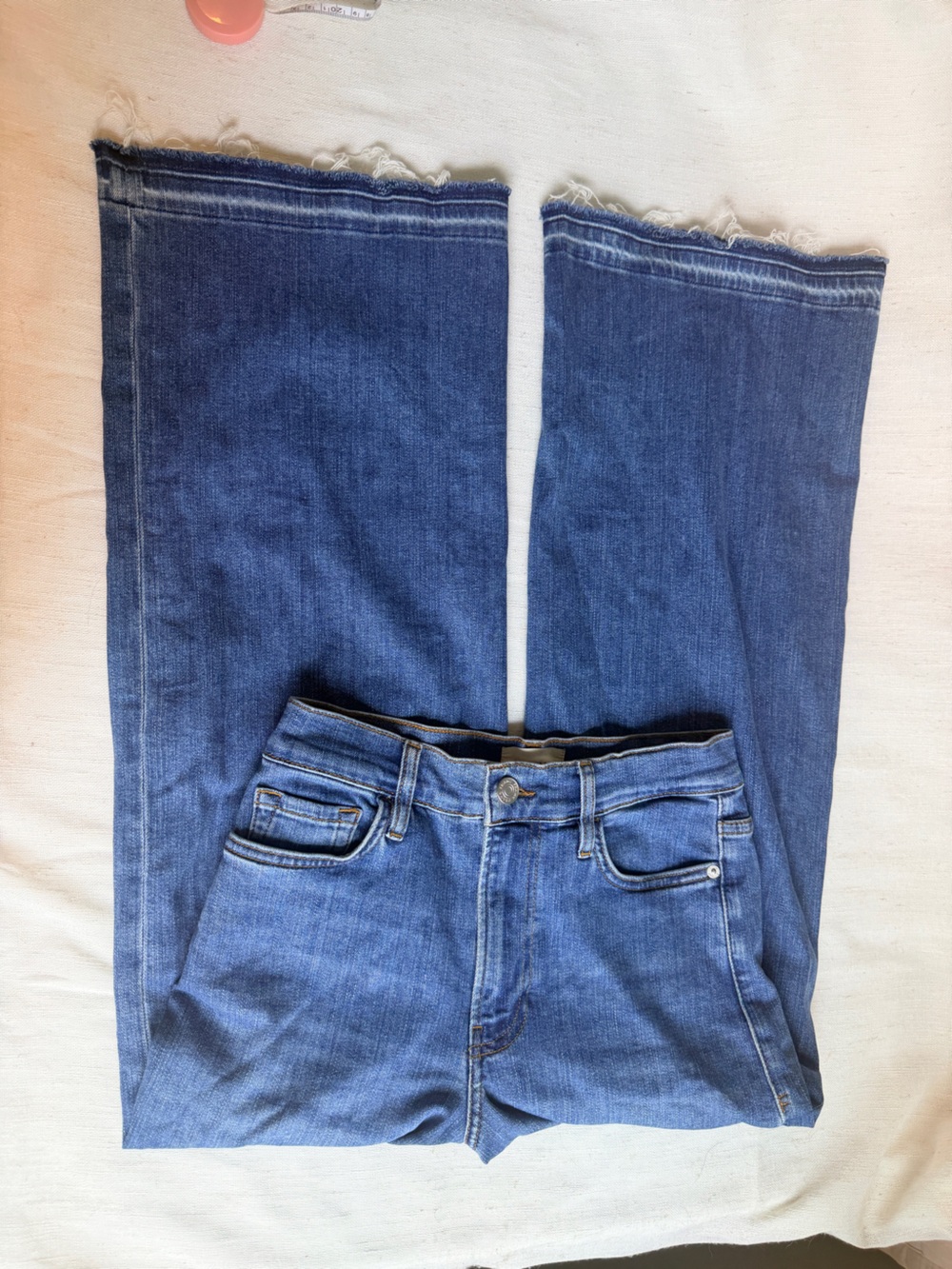 FRAME Le Pixie Slim Palazzo Jeans 27 Wide Leg Raw Hem